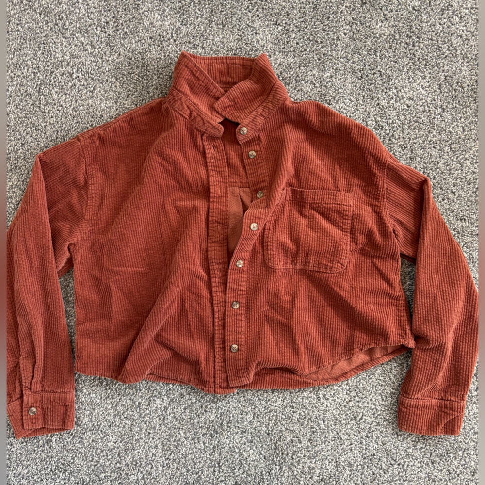 Rust Cropped Corduroy Button Up, Forever 21 Medium